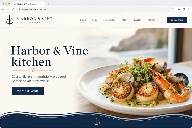 Harbor & Vine website built white-label by Next Level Devs