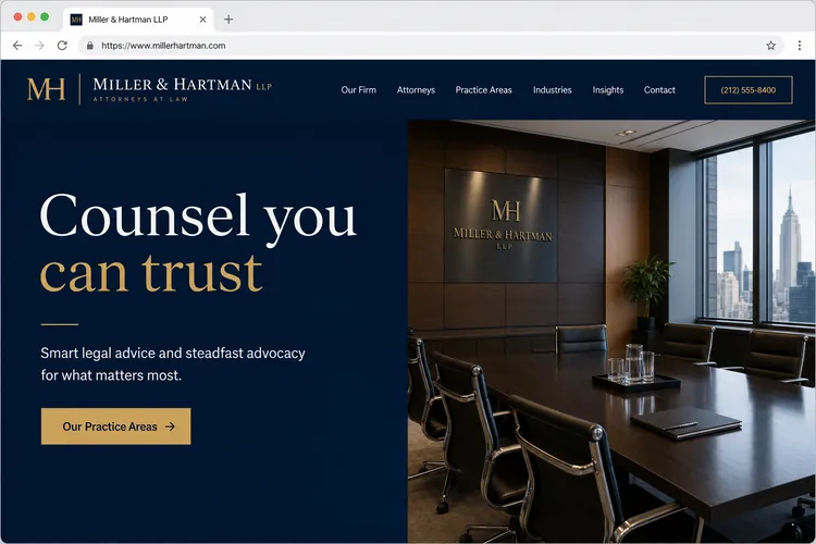 Meridian Law website built white-label by Next Level Devs