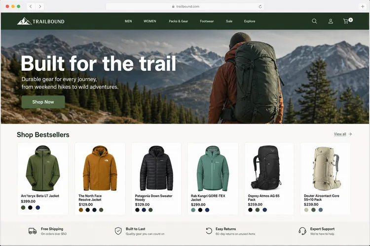 Verge Outdoor Co. website built white-label by Next Level Devs